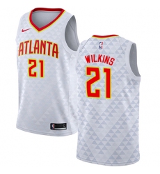 Men's Nike Atlanta Hawks #21 Dominique Wilkins Authentic White NBA Jersey - Association Edition