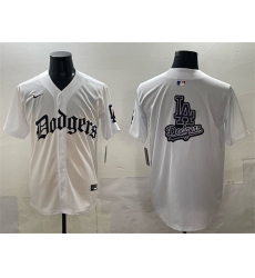 Men's Los Angeles Dodgers Team Big Logo White 2025 LA Gothic Style Vapor Premier Limited Stitched Baseball Jersey