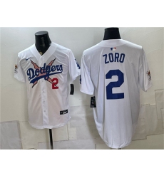 Men's Los Angeles Dodgers x One Piece #2 Zoro White Vapor Premier Limited Stitched Baseball Jersey