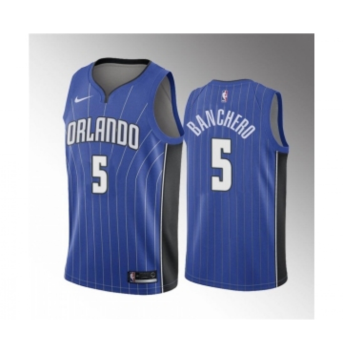 Men's Orlando Magic #5 Paolo Banchero Blue 2022 Draft Basketball Stitched Jersey