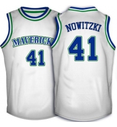 Men's Adidas Dallas Mavericks #41 Dirk Nowitzki Swingman White Throwback NBA Jersey