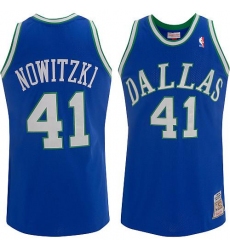 Men's Mitchell and Ness Dallas Mavericks #41 Dirk Nowitzki Swingman Blue Throwback NBA Jersey