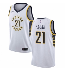 Men's Nike Indiana Pacers #21 Thaddeus Young Authentic White NBA Jersey - Association Edition