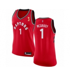 Women's Toronto Raptors #1 Tracy Mcgrady Swingman Red 2019 Basketball Finals Champions Jersey - Icon Edition