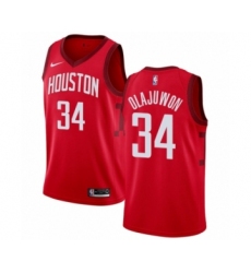 Men's Nike Houston Rockets #34 Hakeem Olajuwon Red Swingman Jersey - Earned Edition