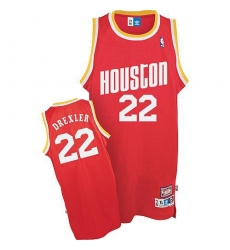 Men's Mitchell and Ness Houston Rockets #22 Clyde Drexler Authentic Red Throwback NBA Jersey