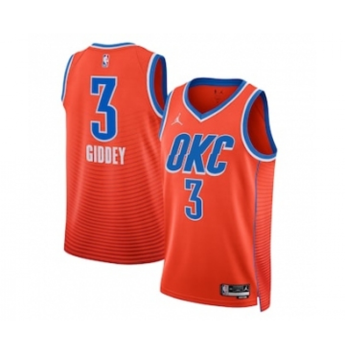 Men's Oklahoma City Thunder #3 Josh Giddey Orange Statement Edition Stitched Basketball Jersey