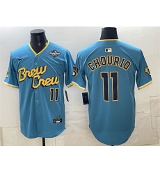 Men's Milwaukee Brewers #11 Jackson Chourio Powder Blue 2026 World Series City Connect Limited Stitched Baseball Jersey