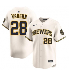 Men's Milwaukee Brewers #28 Andrew Vaughn Cream Limited Stitched Baseball Jersey