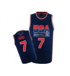 Men's Nike Team USA #7 Larry Bird Authentic Navy Blue 2012 Olympic Retro Basketball Jersey