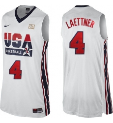 Men's Nike Team USA #4 Christian Laettner Swingman White 2012 Olympic Retro Basketball Jersey