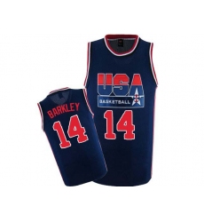 Men's Nike Team USA #14 Charles Barkley Authentic Navy Blue 2012 Olympic Retro Basketball Jersey