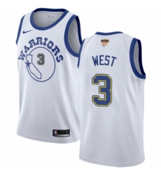 Men's Nike Golden State Warriors #3 David West Authentic White Hardwood Classics 2018 NBA Finals Bound NBA Jersey