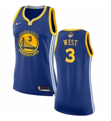 Women's Nike Golden State Warriors #3 David West Authentic Royal Blue Road 2018 NBA Finals Bound NBA Jersey - Icon Edition