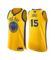 Youth Golden State Warriors #15 Damian Jones Swingman White 2019 Basketball Finals Bound Basketball Jersey - Association Edition
