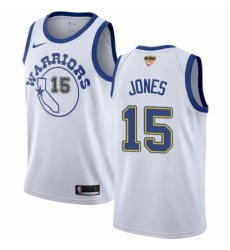 Youth Nike Golden State Warriors #15 Damian Jones Authentic White Hardwood Classics 2018 NBA Finals Bound NBA Jersey