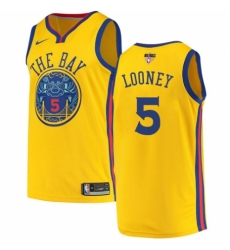 Men's Nike Golden State Warriors #5 Kevon Looney Swingman Gold 2018 NBA Finals Bound NBA Jersey - City Edition