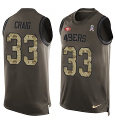 Men's Nike San Francisco 49ers #33 Roger Craig Limited Green Salute to Service Tank Top NFL Jersey