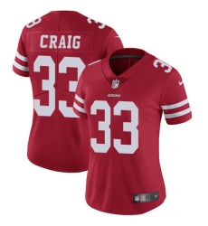Women's Nike San Francisco 49ers #33 Roger Craig Elite Red Team Color NFL Jersey