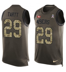 Men's Nike San Francisco 49ers #29 Jaquiski Tartt Limited Green Salute to Service Tank Top NFL Jersey