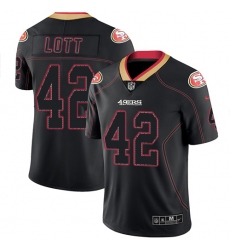 Men's Nike San Francisco 49ers #42 Ronnie Lott Limited Lights Out Black Rush NFL Jersey