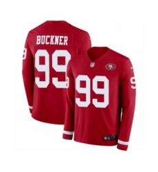 Men's Nike San Francisco 49ers #99 DeForest Buckner Limited Red Therma Long Sleeve NFL Jersey