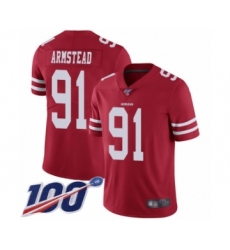Men's San Francisco 49ers #91 Arik Armstead Red Team Color Vapor Untouchable Limited Player 100th Season Football Jersey