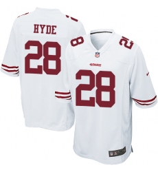 Men's Nike San Francisco 49ers #28 Carlos Hyde Game White NFL Jersey