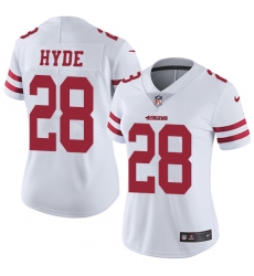 Women's Nike San Francisco 49ers #28 Carlos Hyde Elite White NFL Jersey