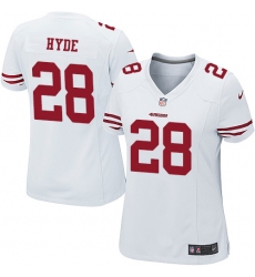Women's Nike San Francisco 49ers #28 Carlos Hyde Game White NFL Jersey