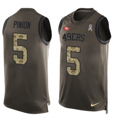 Men's Nike San Francisco 49ers #5 Bradley Pinion Limited Green Salute to Service Tank Top NFL Jersey