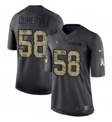 Men's Nike San Francisco 49ers #58 Elvis Dumervil Limited Black 2016 Salute to Service NFL Jersey