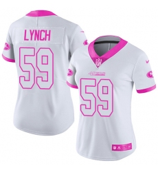 Women's Nike San Francisco 49ers #59 Aaron Lynch Limited White/Pink Rush Fashion NFL Jersey