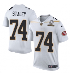 Men's Nike San Francisco 49ers #74 Joe Staley Elite White Team Rice 2016 Pro Bowl NFL Jersey