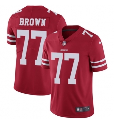 Men's Nike San Francisco 49ers #77 Trent Brown Red Team Color Vapor Untouchable Limited Player NFL Jersey