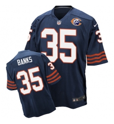 Men's Nike Chicago Bears #35 Johnthan Banks Elite Navy Blue Throwback NFL Jersey