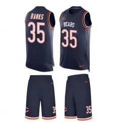 Men's Nike Chicago Bears #35 Johnthan Banks Limited Navy Blue Tank Top Suit NFL Jersey