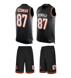 Men's Nike Cincinnati Bengals #87 C.J. Uzomah Limited Black Tank Top Suit NFL Jersey