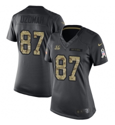 Women's Nike Cincinnati Bengals #87 C.J. Uzomah Limited Black 2016 Salute to Service NFL Jersey