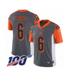 Youth Cincinnati Bengals #6 Jeff Driskel Limited Silver Inverted Legend 100th Season Football Jersey