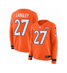 Women's Nike Denver Broncos #27 Brendan Langley Limited Orange Therma Long Sleeve NFL Jersey