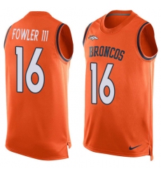 Men's Nike Denver Broncos #16 Bennie Fowler Limited Orange Player Name & Number Tank Top NFL Jersey