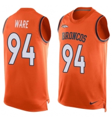 Men's Nike Denver Broncos #94 DeMarcus Ware Limited Orange Player Name & Number Tank Top NFL Jersey