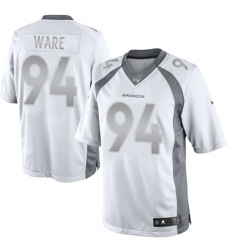 Men's Nike Denver Broncos #94 DeMarcus Ware Limited White Platinum NFL Jersey