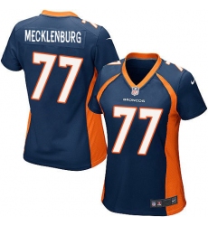 Women's Nike Denver Broncos #77 Karl Mecklenburg Game Navy Blue Alternate NFL Jersey