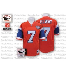 Mitchell And Ness Denver Broncos #7 John Elway Orange With 75TH Patch Authentic Throwback NFL Jersey