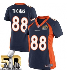 Women's Nike Denver Broncos #88 Demaryius Thomas Elite Navy Blue Alternate Super Bowl 50 Bound NFL Jersey