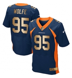 Men's Nike Denver Broncos #95 Derek Wolfe Elite Navy/Gold Alternate NFL Jersey