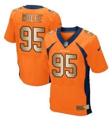 Men's Nike Denver Broncos #95 Derek Wolfe Elite Orange/Gold Team Color NFL Jersey