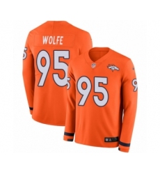 Men's Nike Denver Broncos #95 Derek Wolfe Limited Orange Therma Long Sleeve NFL Jersey